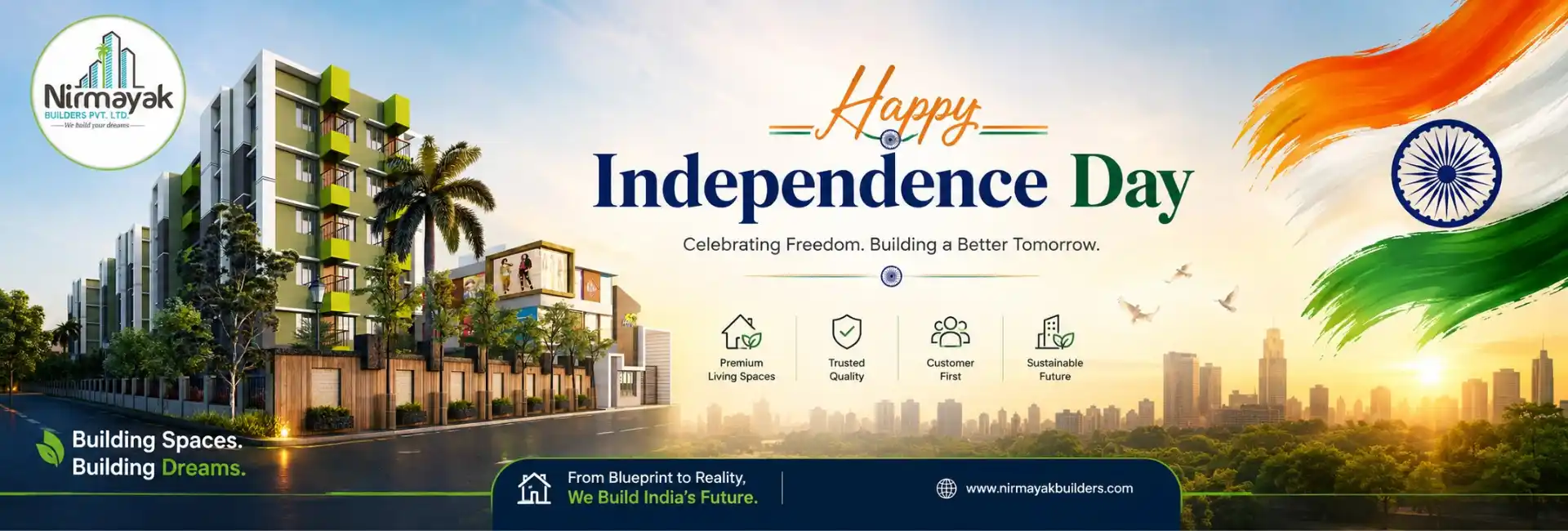 Nirmayak Builders Happy Independence Day Hero Banner 2026