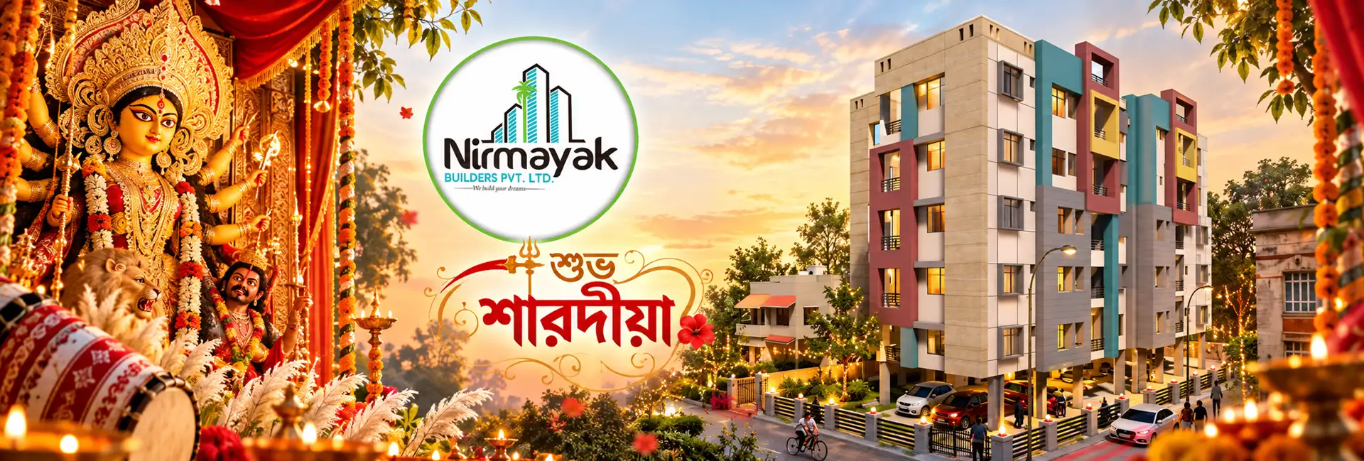 Durga Puja Hero Banner 2026 Nirmayak Builders